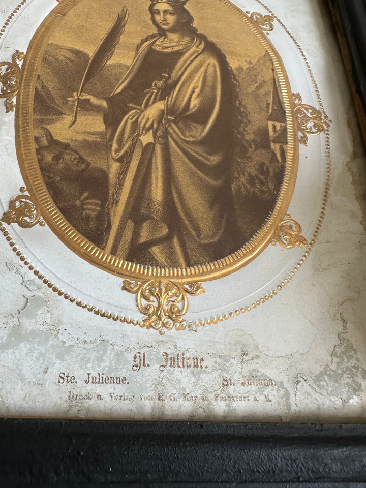 Représentation de Santa Juliana encadrée 1870