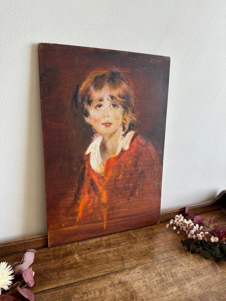 Peinture sur panneau d'après l'enfant en rouge par Lawrence