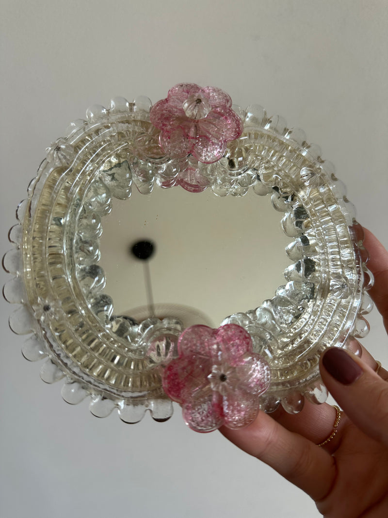 Miroir en verre de Murano taille mini fleurs roses