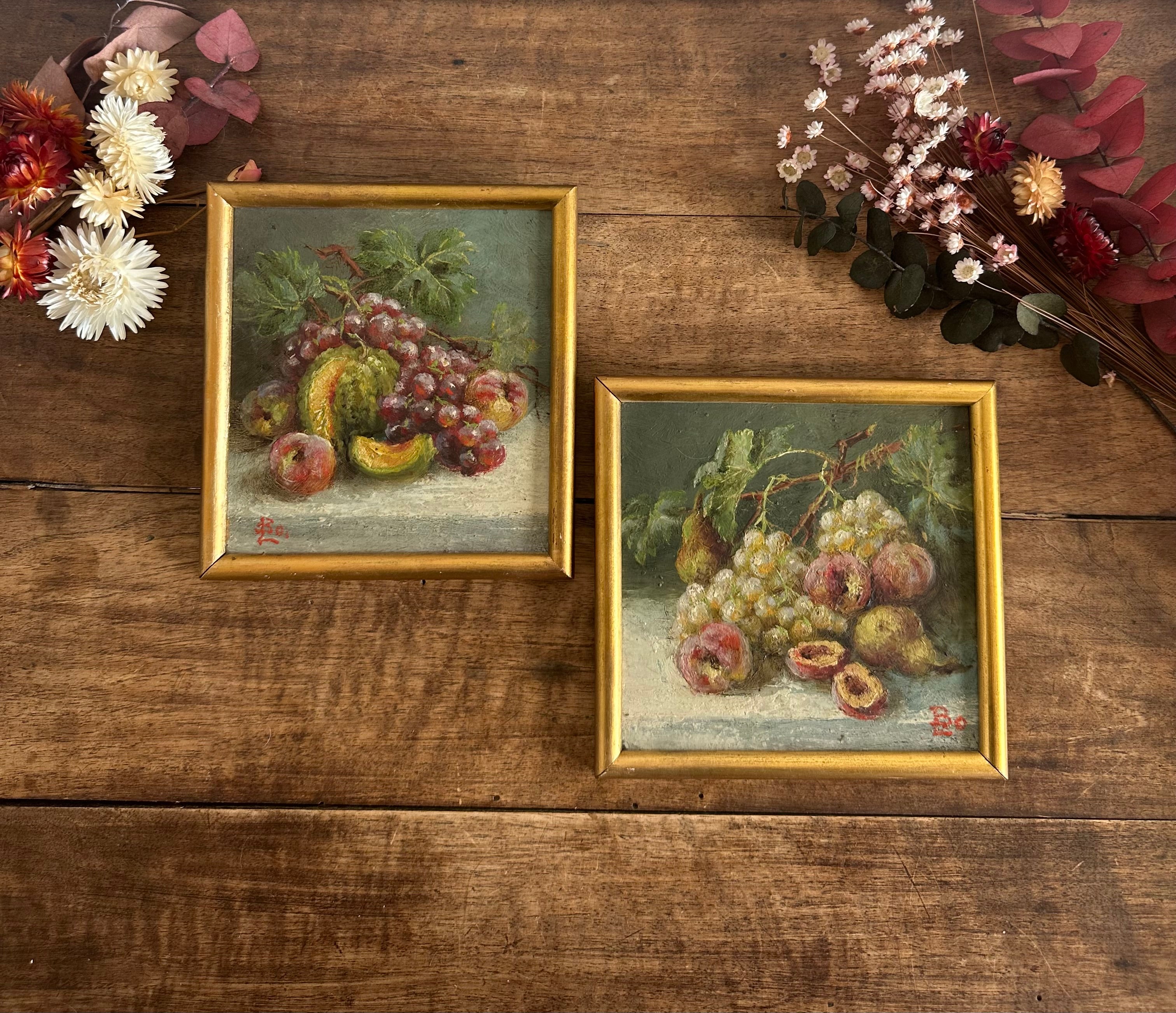 Cadre Ancien En Bois Doré Avec Nature Morte - Dimensions 31,5 X 28 Cm