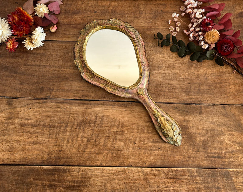 Miroir à main florentin en bois