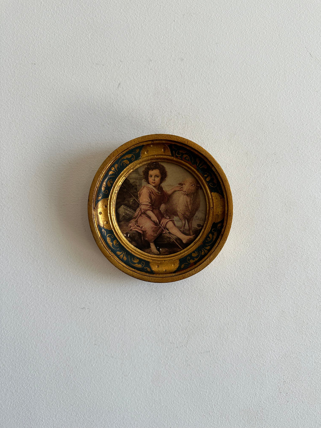 Médaillon en bois rond florentin Le Bon Pasteur
