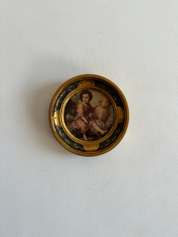 Médaillon en bois rond florentin Le Bon Pasteur