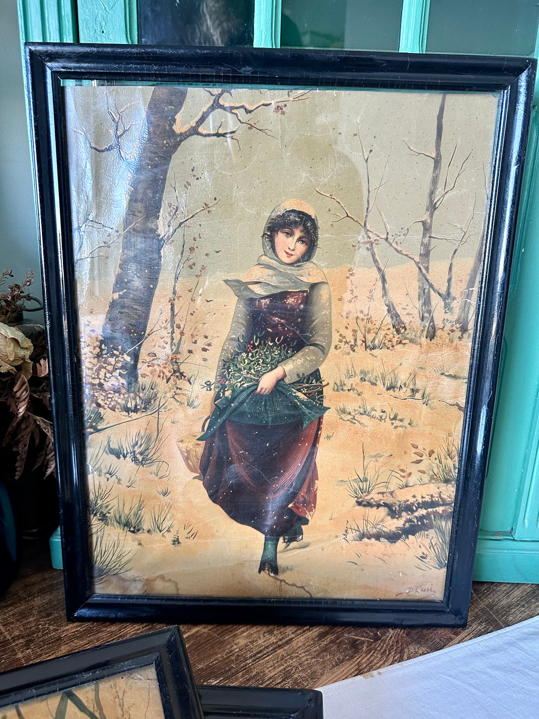 Chromolithographies des saisons encadrées époque Napoléon III