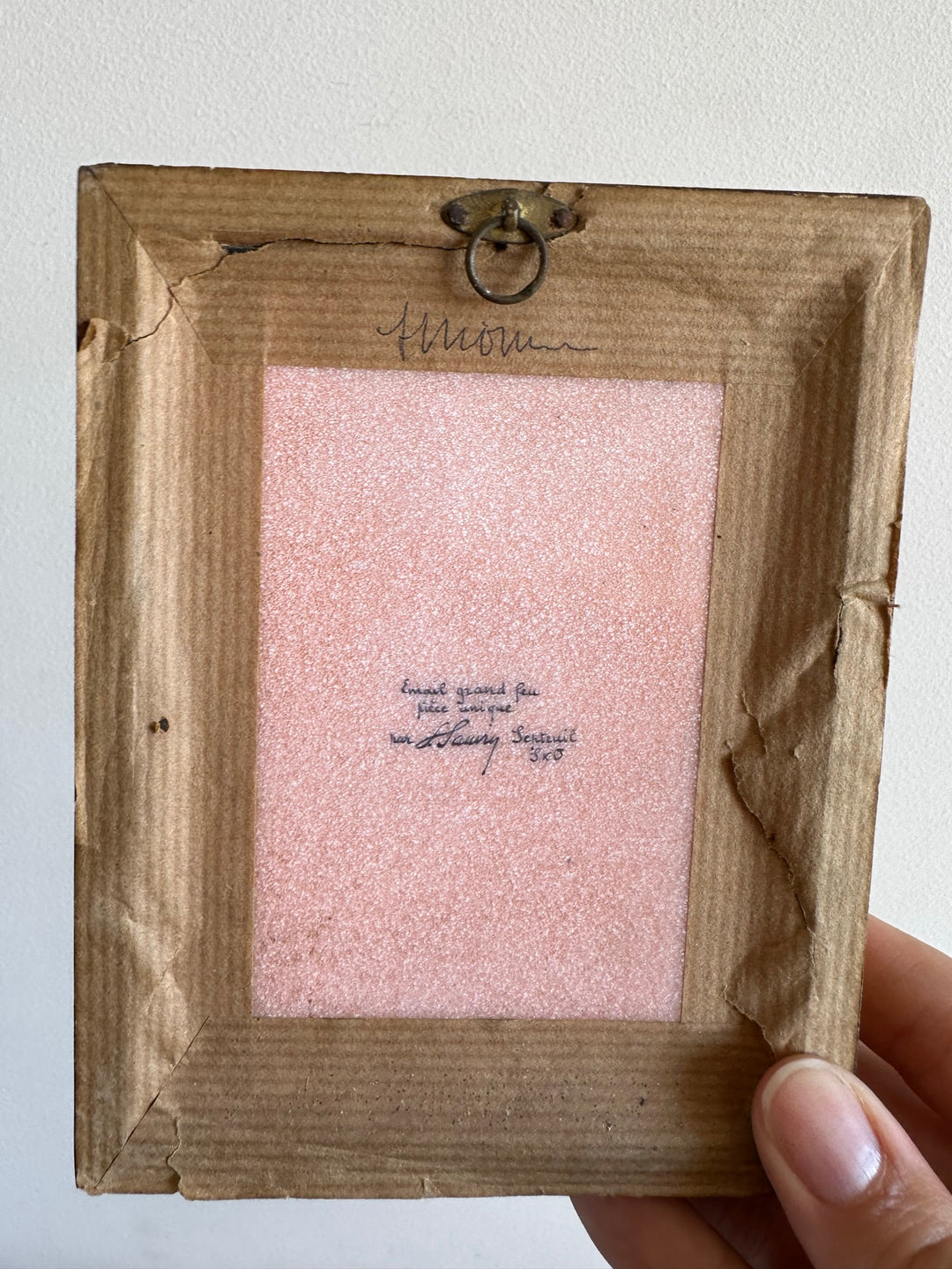 Miniatures email grand feu château cadre mordoré rectangulaire taille M