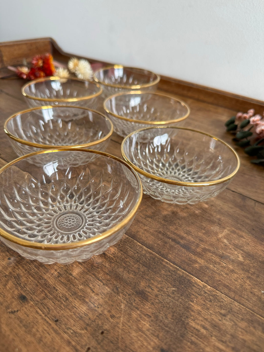 Coupelles en verre bordure dorée