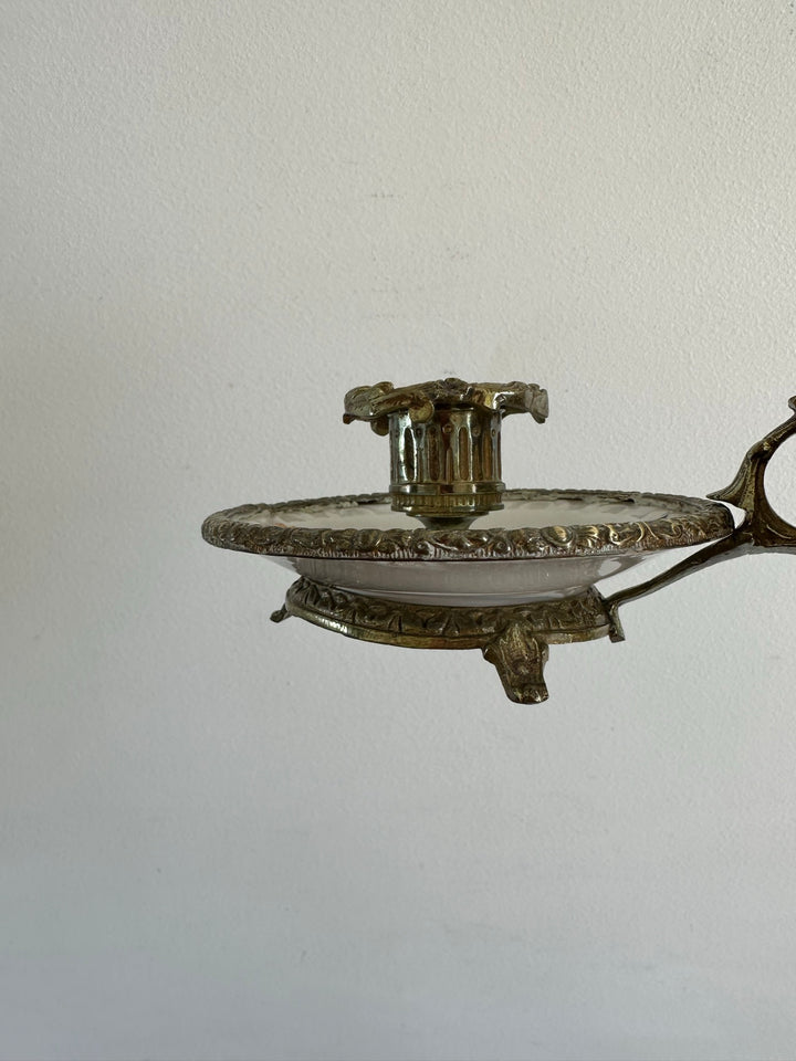 Bougeoir rat de cave en porcelaine et laiton