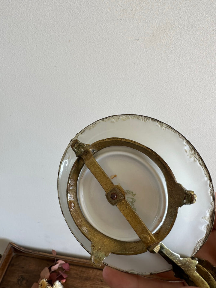 Bougeoir rat de cave en porcelaine et laiton