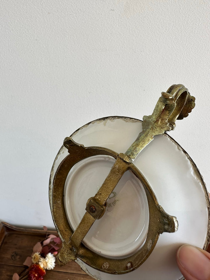 Bougeoir rat de cave en porcelaine et laiton