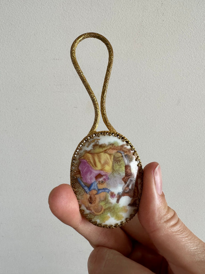Miroir à main taille XXS porcelaine de Limoges
