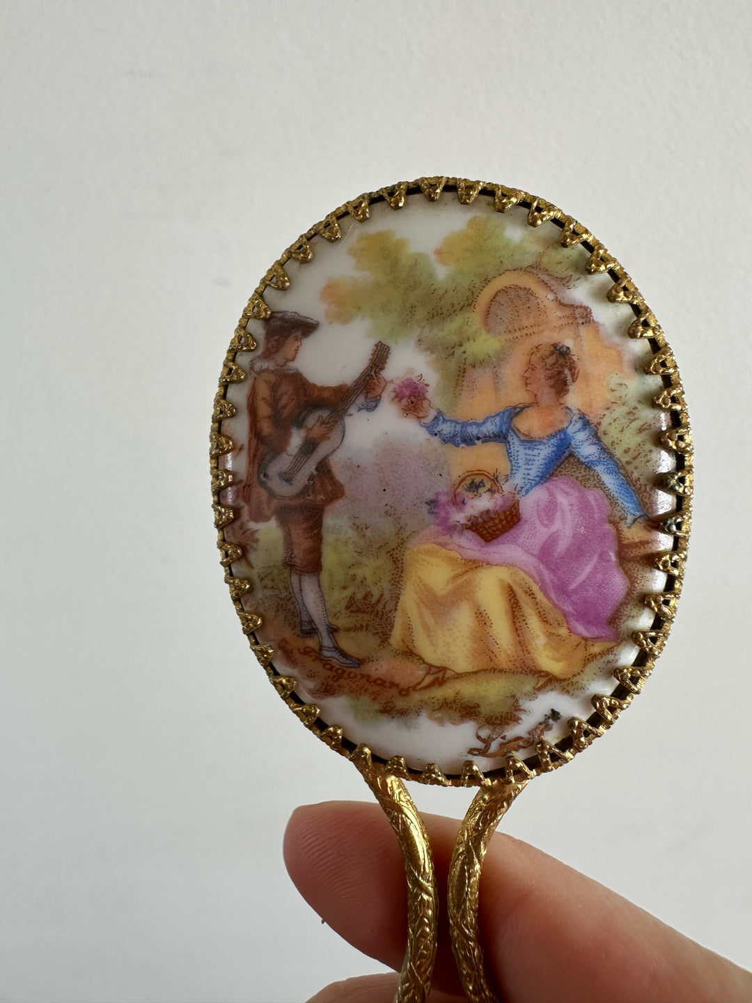 Miroir à main taille XXS porcelaine de Limoges
