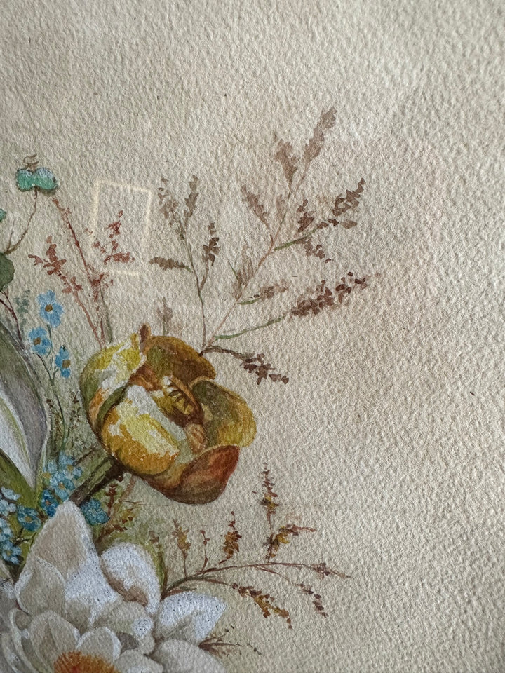 Aquarelle magnolia signée encadrée années 40-50