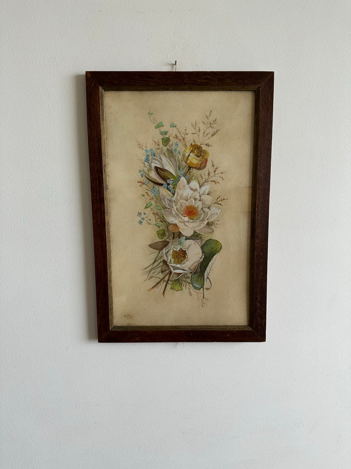 Aquarelle magnolia signée encadrée années 40-50