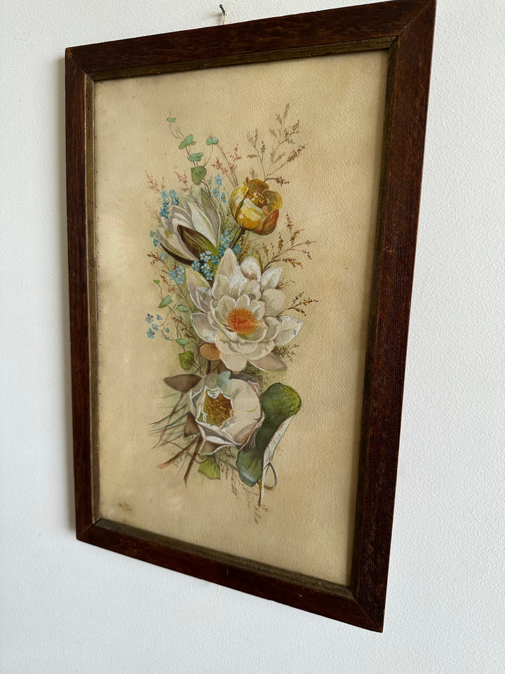 Aquarelle magnolia signée encadrée années 40-50