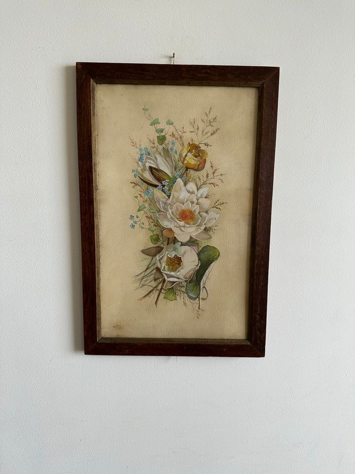 Aquarelle magnolia signée encadrée années 40-50
