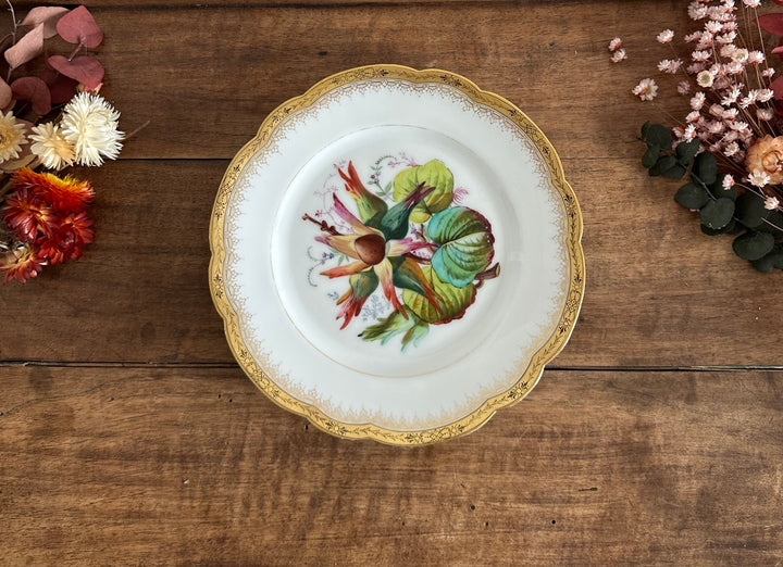 Assiette décorative en porcelaine bordure dorée
