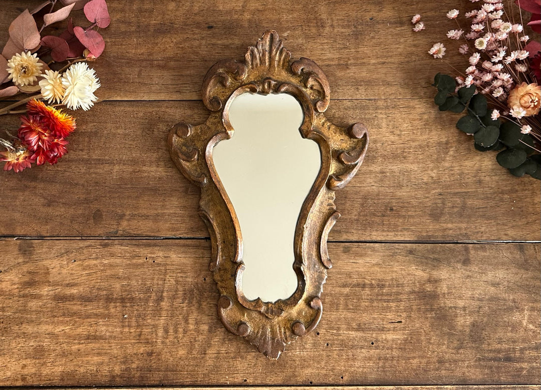 Miroir florentin en bois mordoré