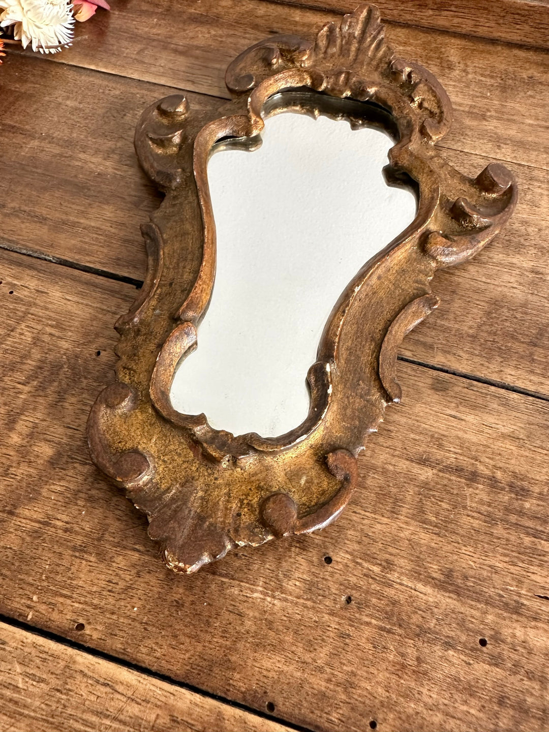Miroir florentin en bois mordoré