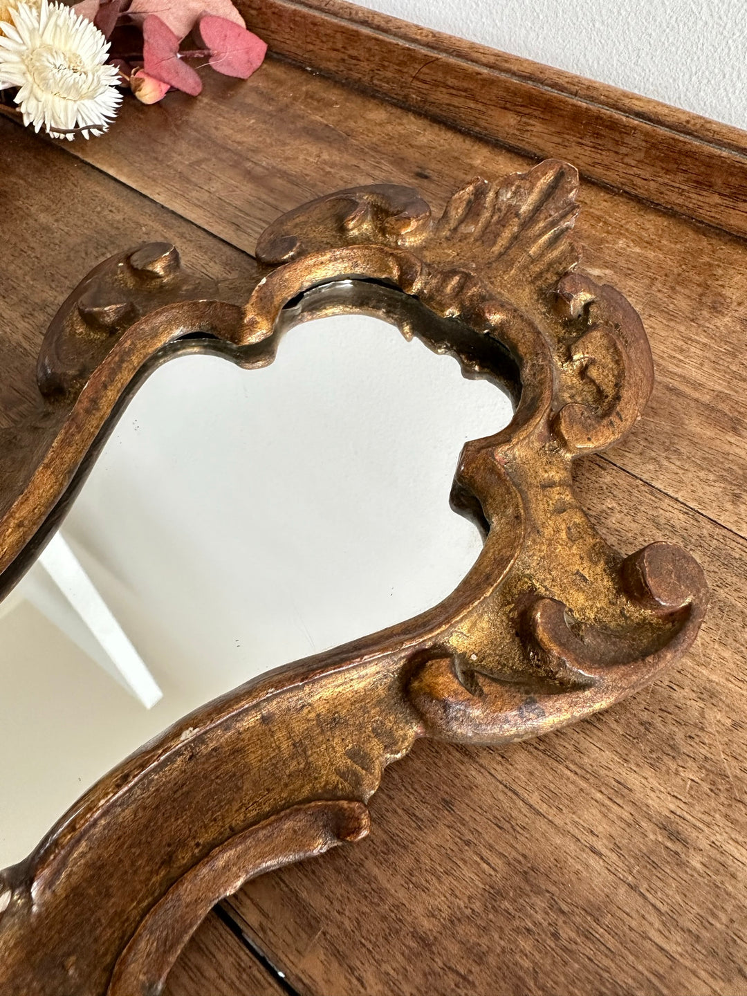 Miroir florentin en bois mordoré