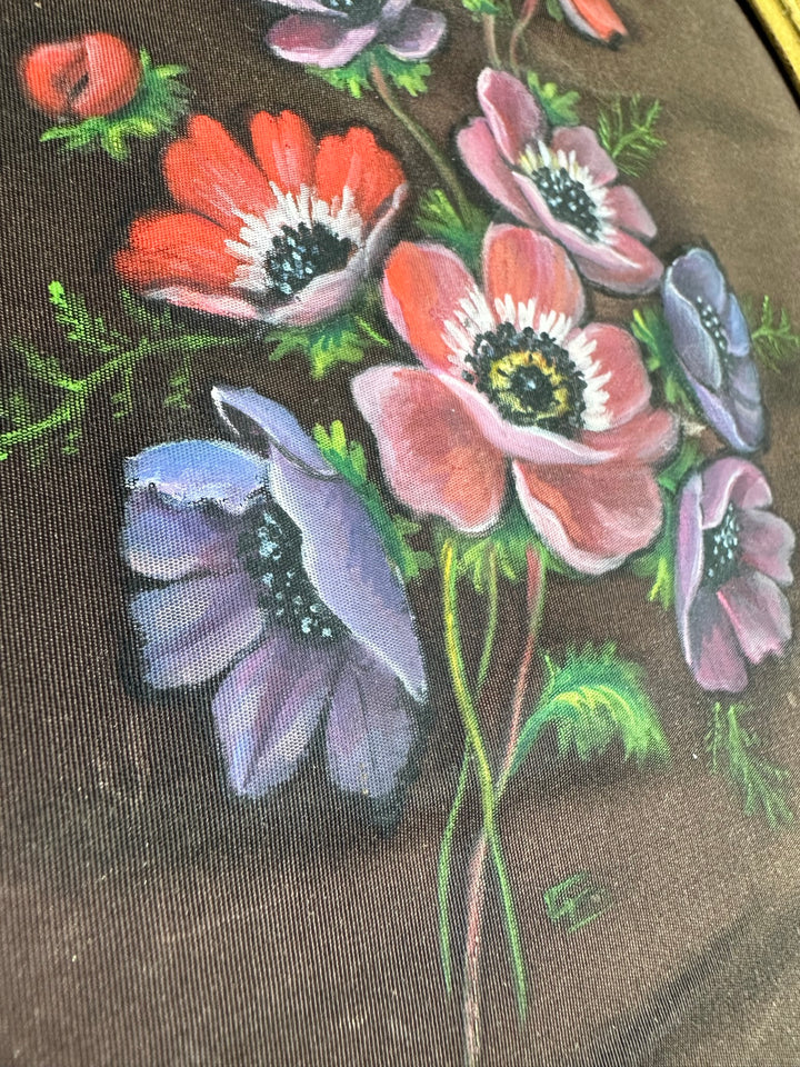 Peinture sur tissu encadrée année 1970
