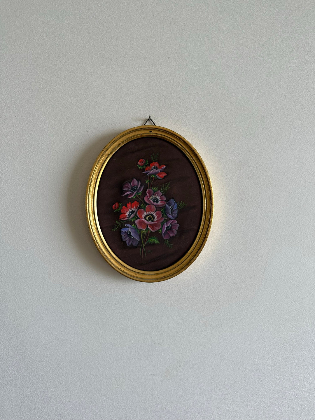 Peinture sur tissu encadrée année 1970