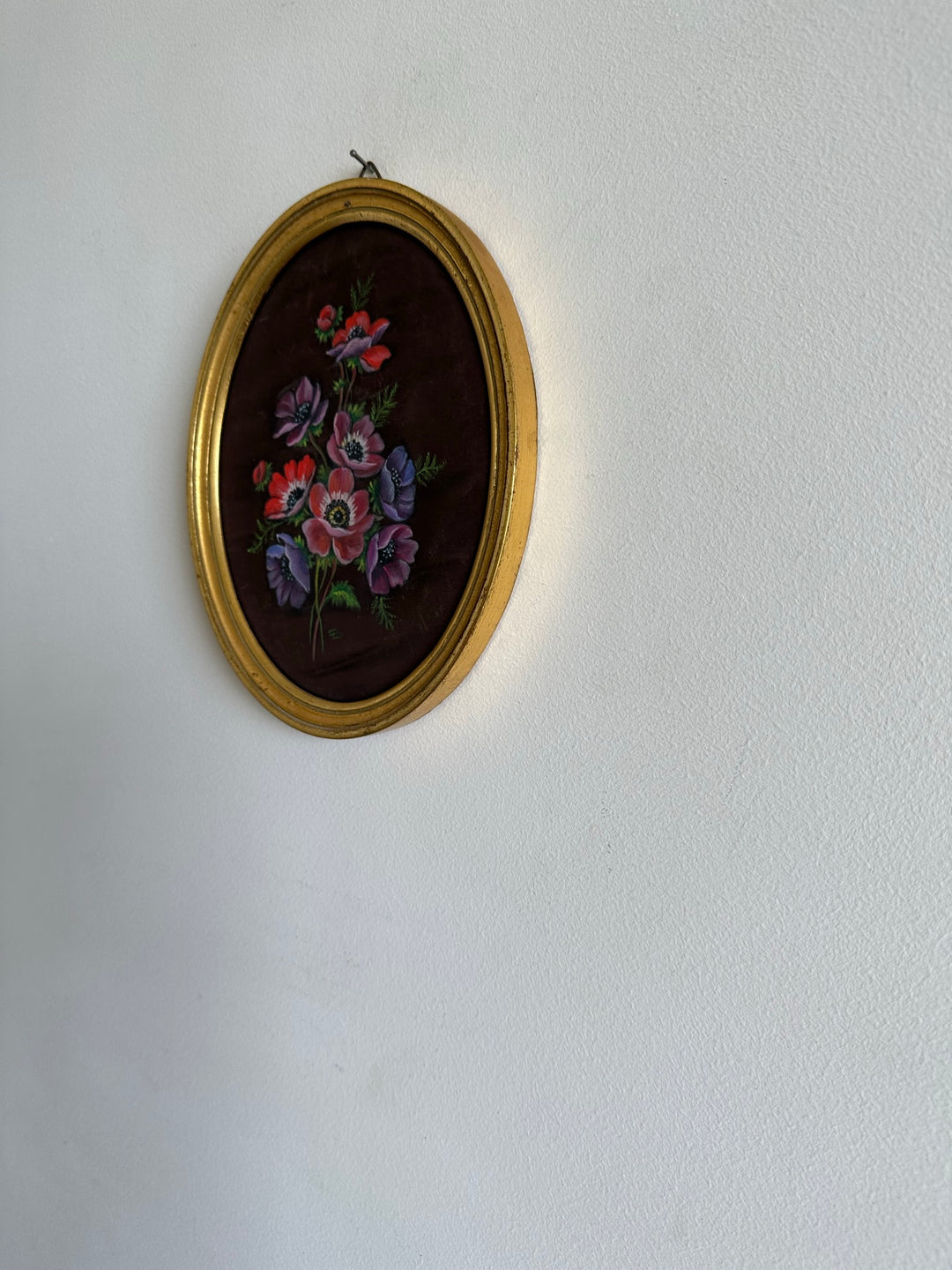 Peinture sur tissu encadrée année 1970
