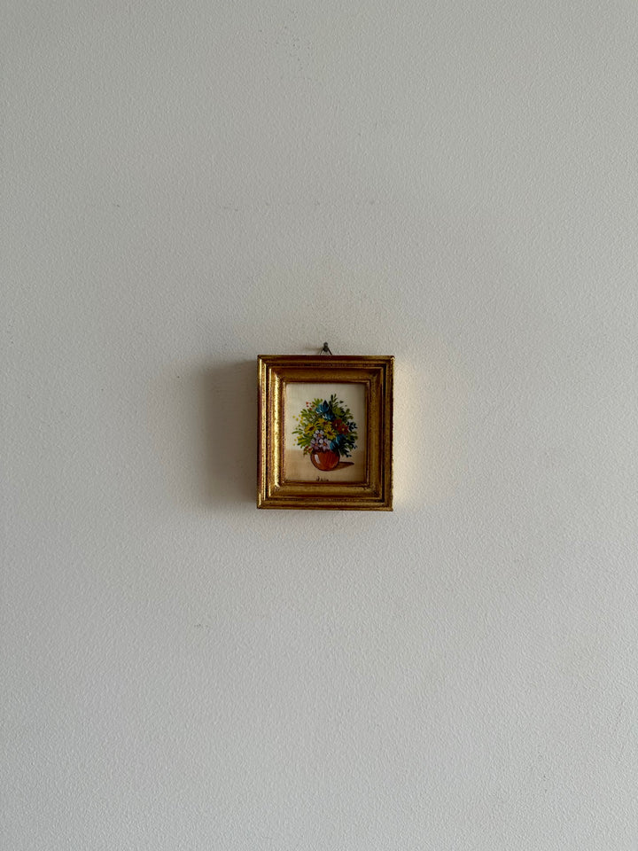 Peinture bouquet de fleurs signée encadrée taille S