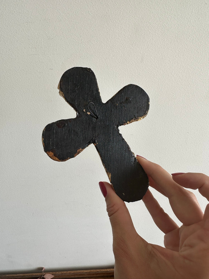 Croix en bois émaillé péruvienne