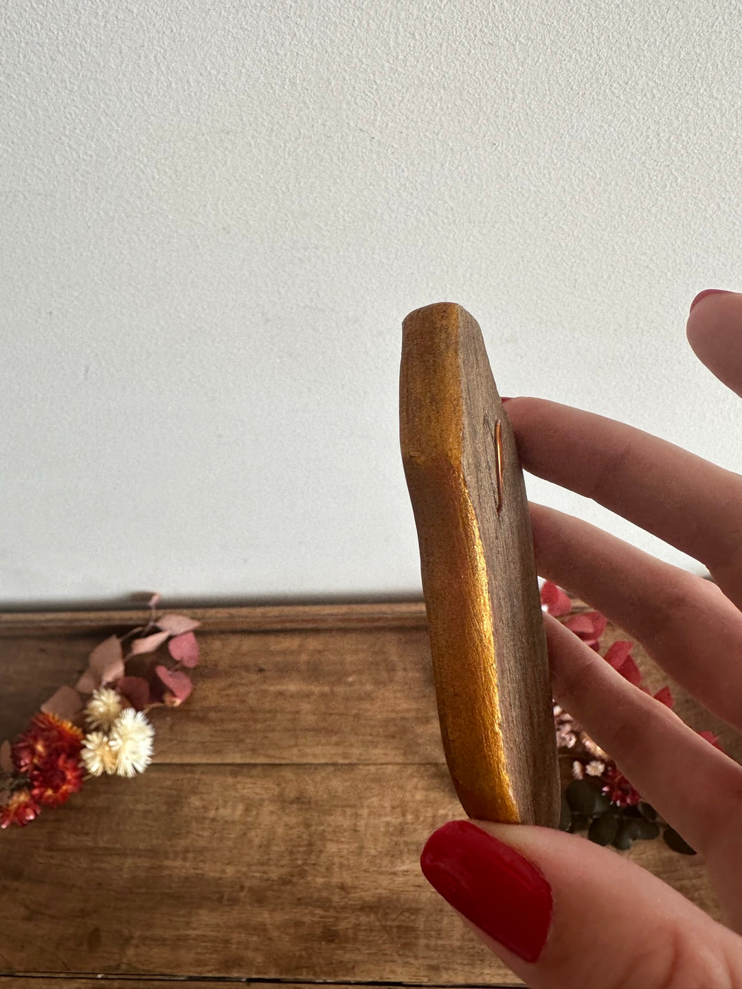 Miroir émaillé péruvien bleu et or