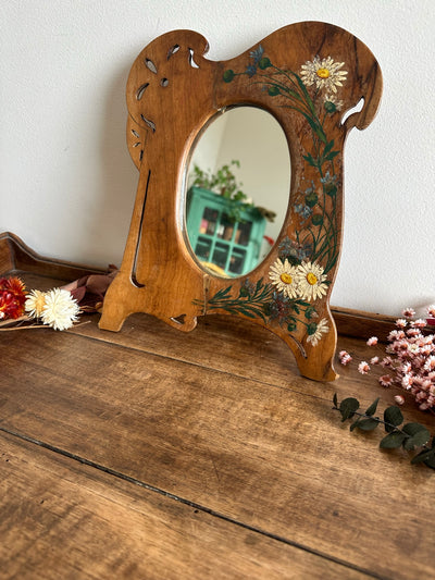 Miroir à poser en bois d'olivier Art déco