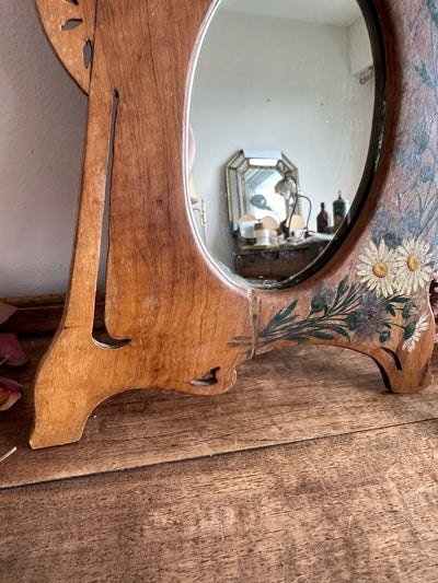 Miroir à poser en bois d'olivier Art déco
