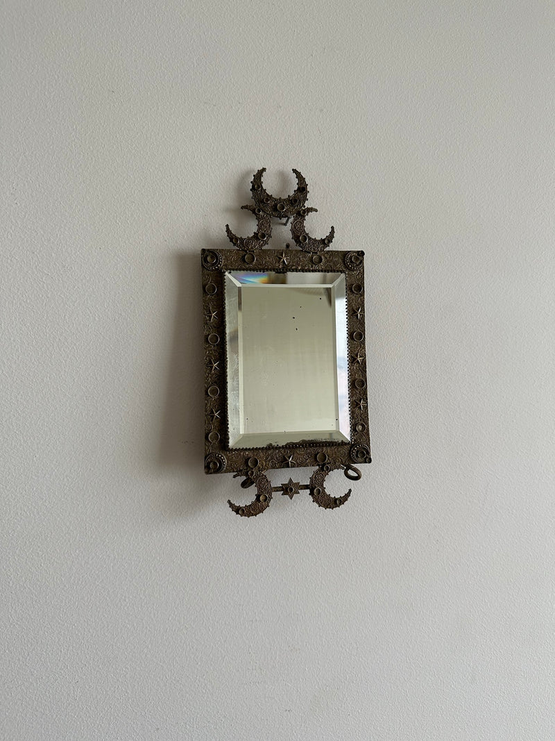 Miroir biseauté à poser cadre ottoman en laiton