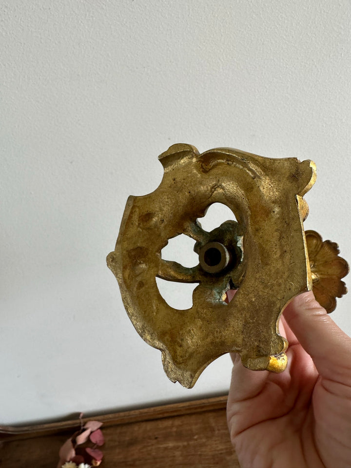 Bougeoir en bronze et porcelaine peinte XIXème