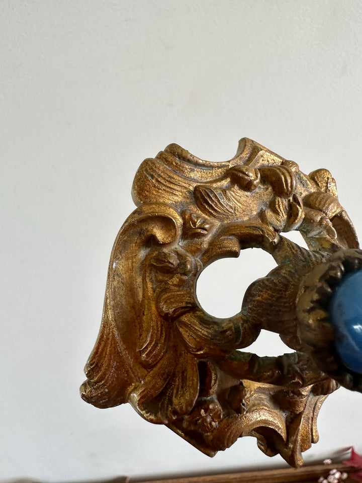 Bougeoir en bronze et porcelaine peinte XIXème