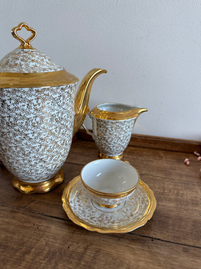 Service à café en porcelaine or et blanc fabrication italienne