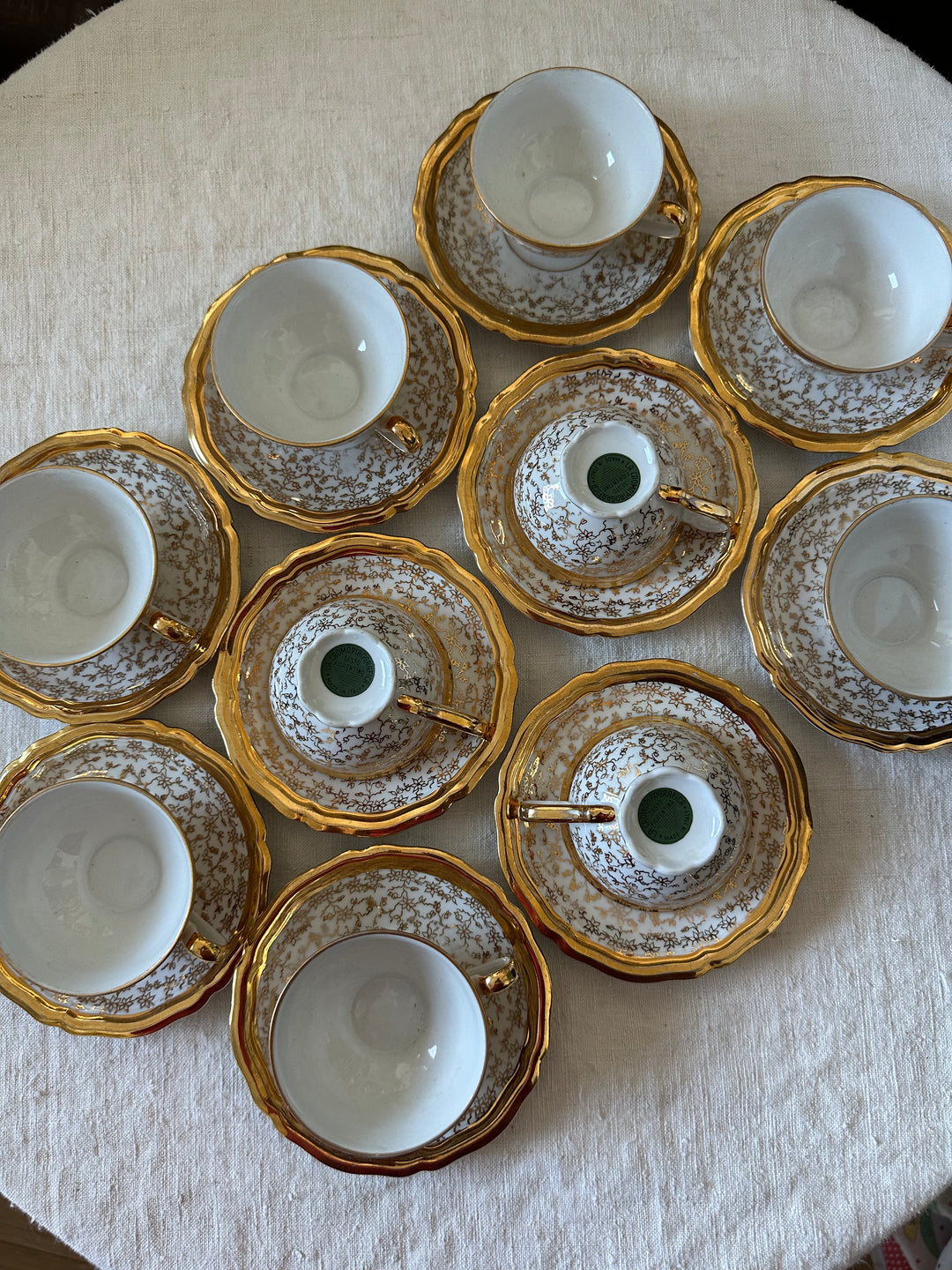 Service à café en porcelaine or et blanc fabrication italienne