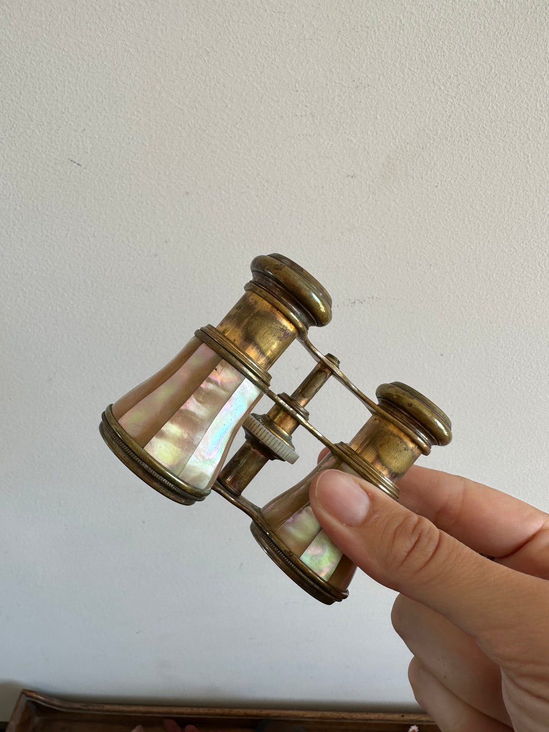 Jumelles en nacre rétractables étui d"origine début XXème