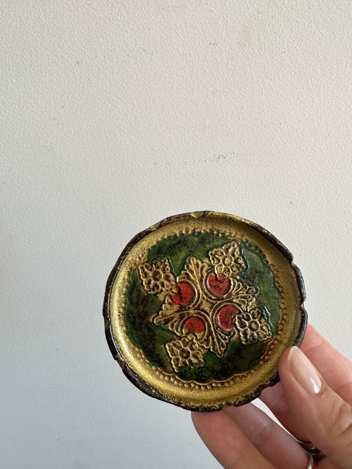 Sous verre en bois florentin or et vert x 6