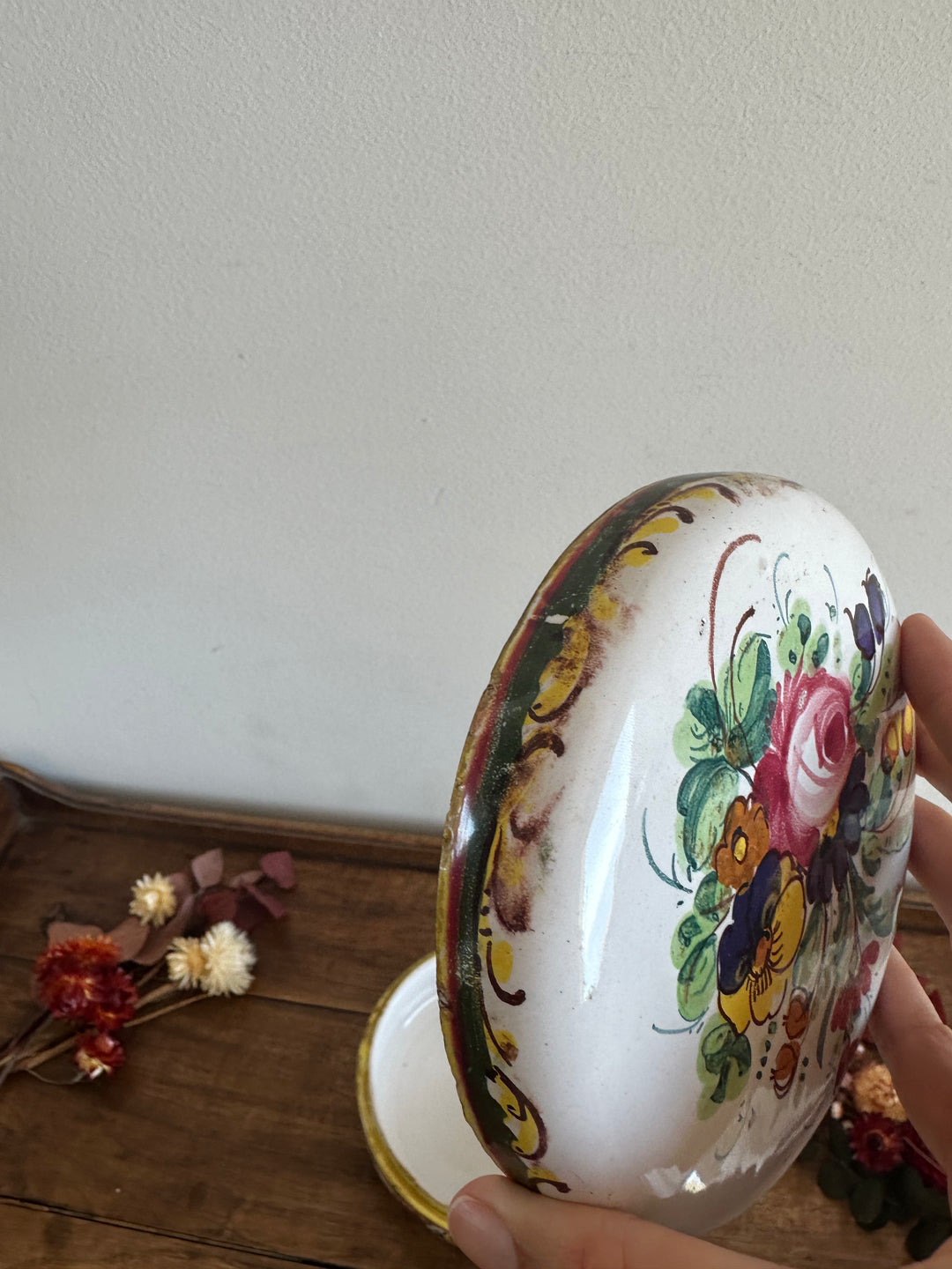 Bonbonnière en porcelaine peinte à la main made in Italy