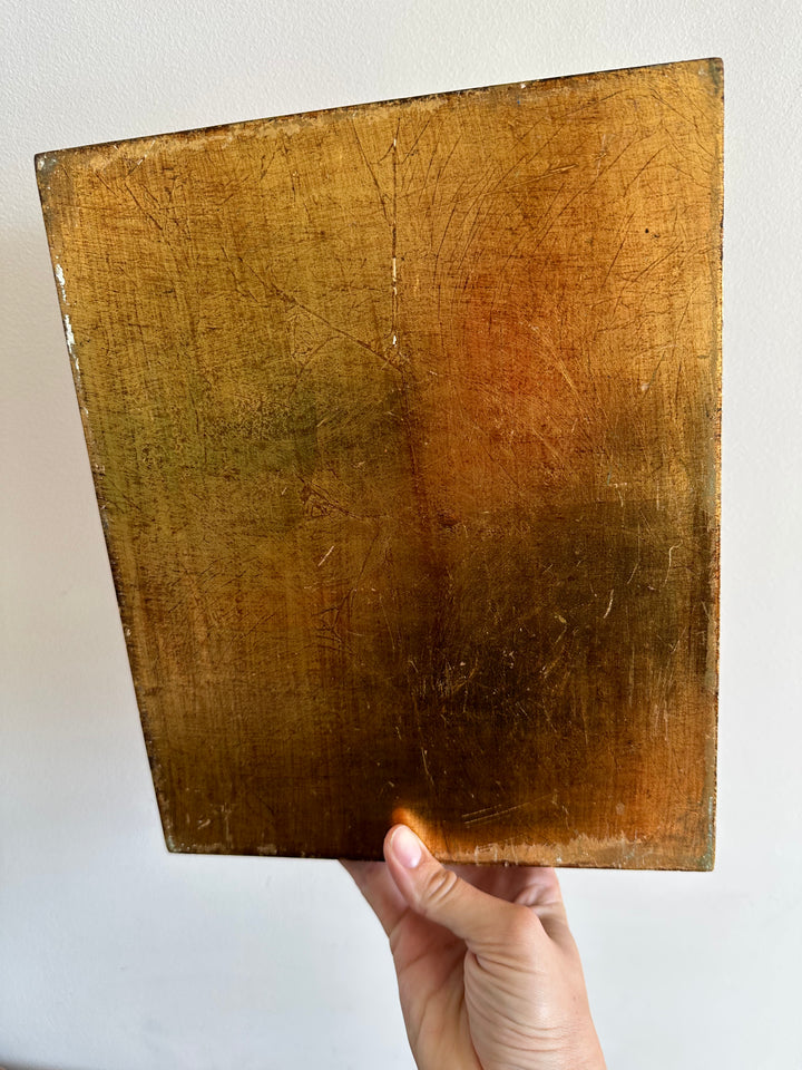 Boite à chocolats en bois décoration dorée style florentin