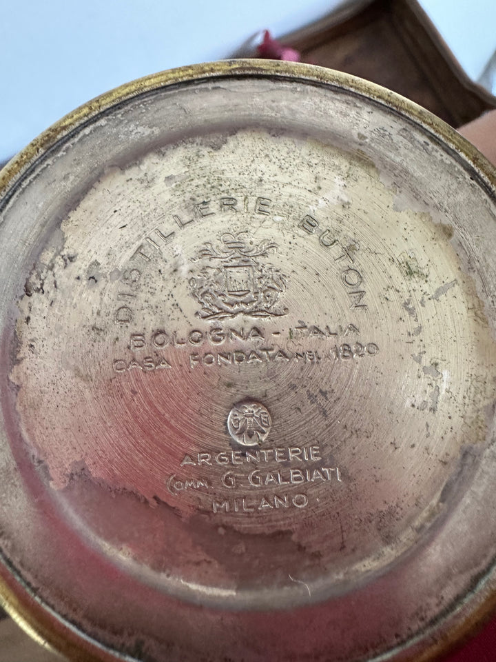 Carafe en verre et métal argenté liqueur de Bologne