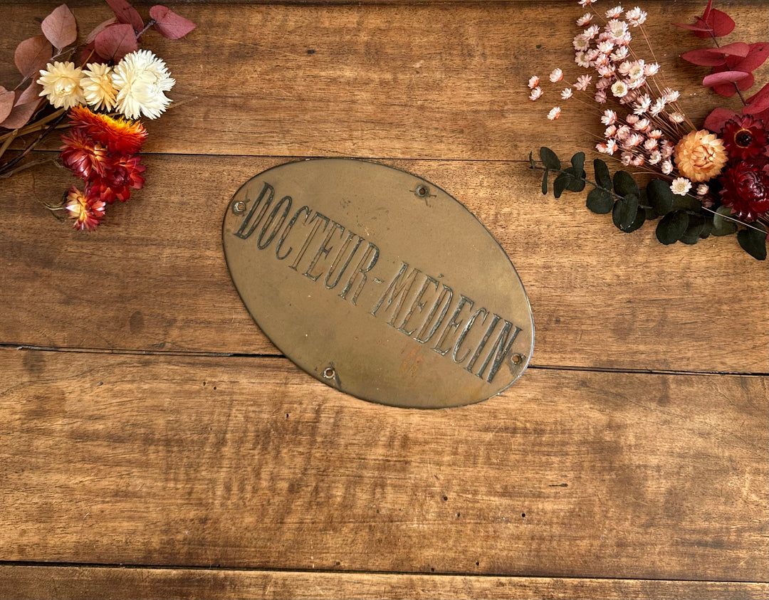 Plaque ovale en laiton Médecin Docteur