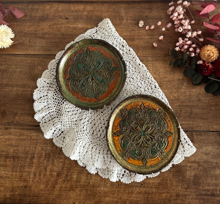 Dessous de bouteille florentin vert et orange