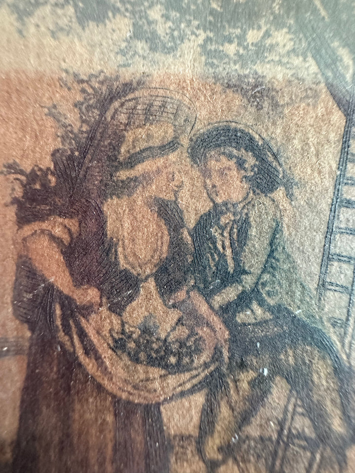 Gravure d'époque ronde cadre en bois napoléon III