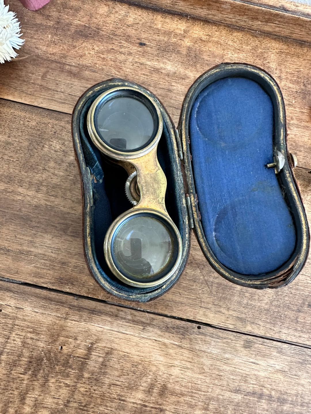 Jumelles en nacre rétractables étui d"origine début XXème