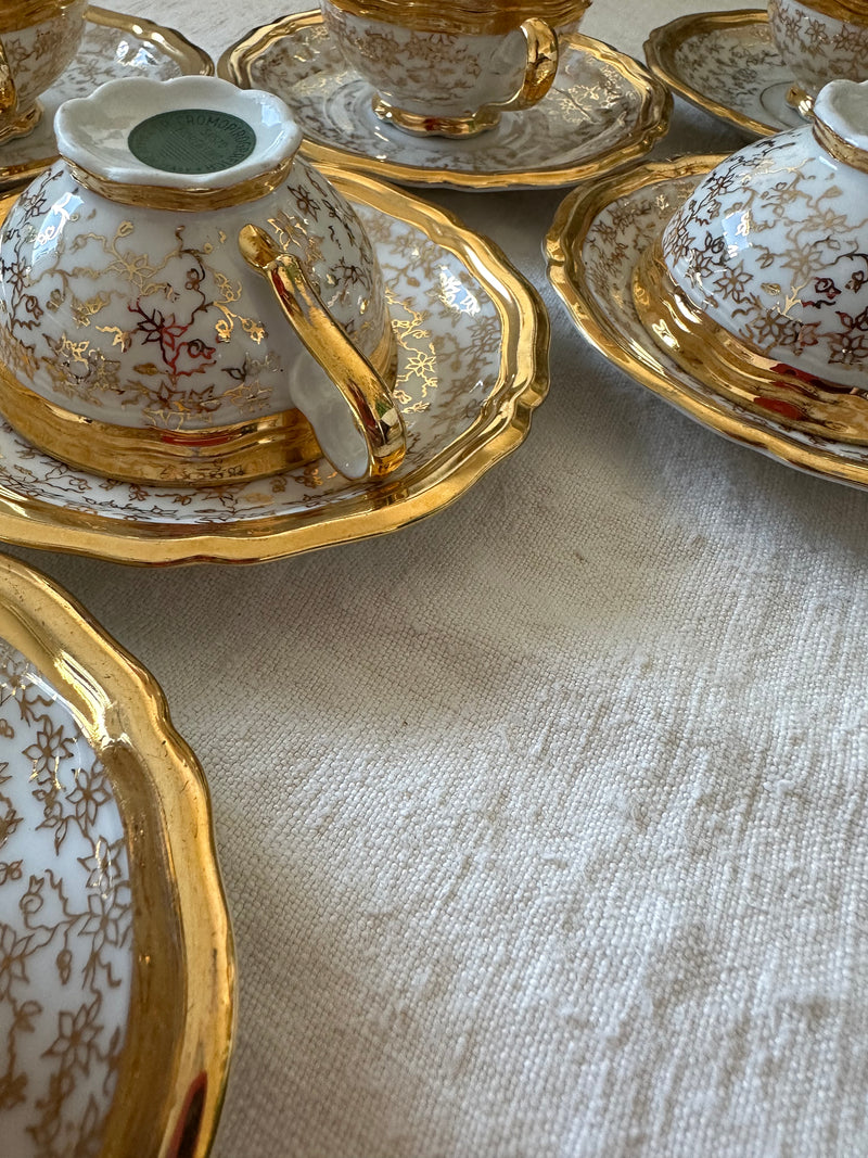 Service à café en porcelaine or et blanc fabrication italienne