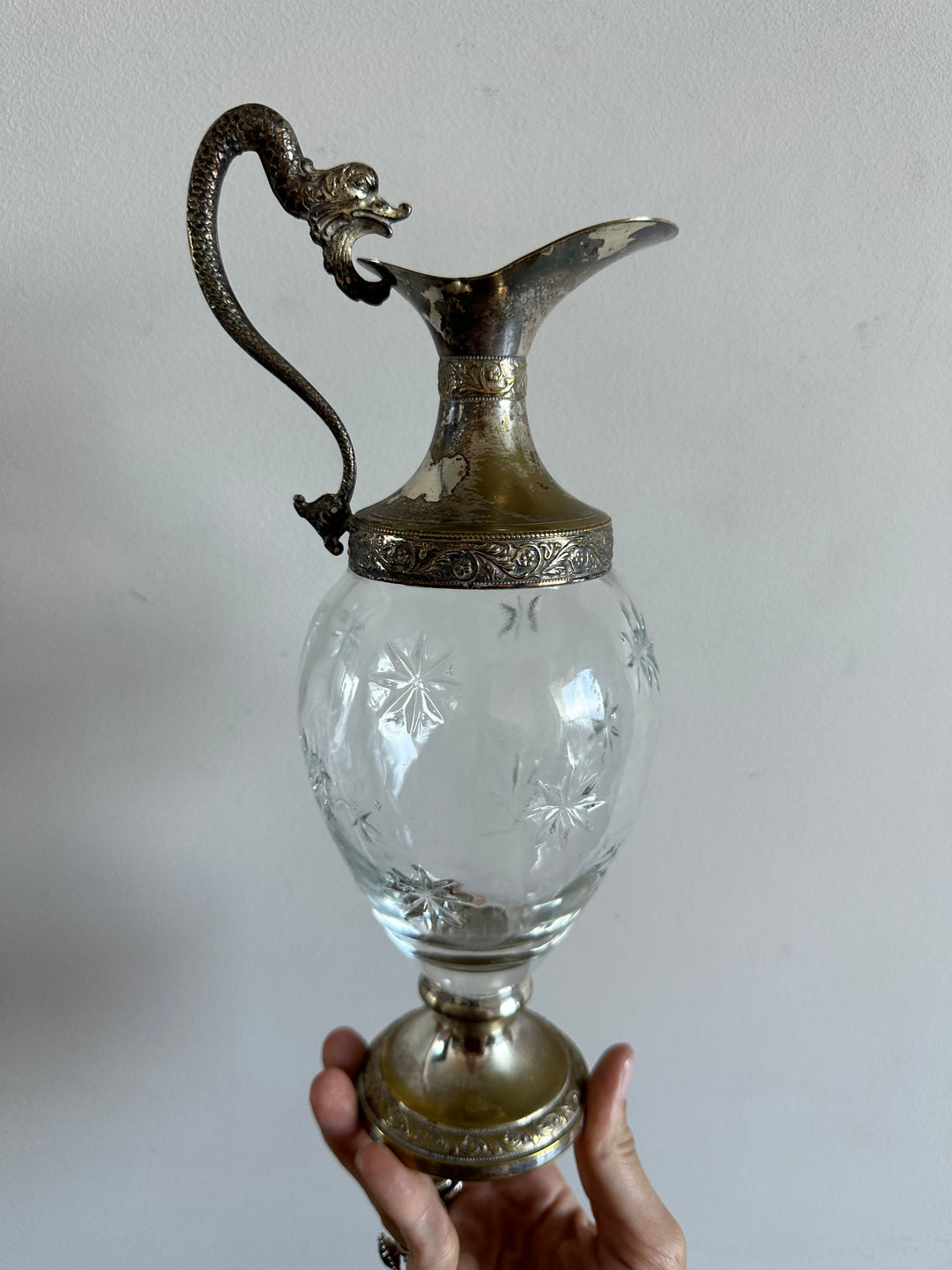 Carafe en verre et métal argenté liqueur de Bologne