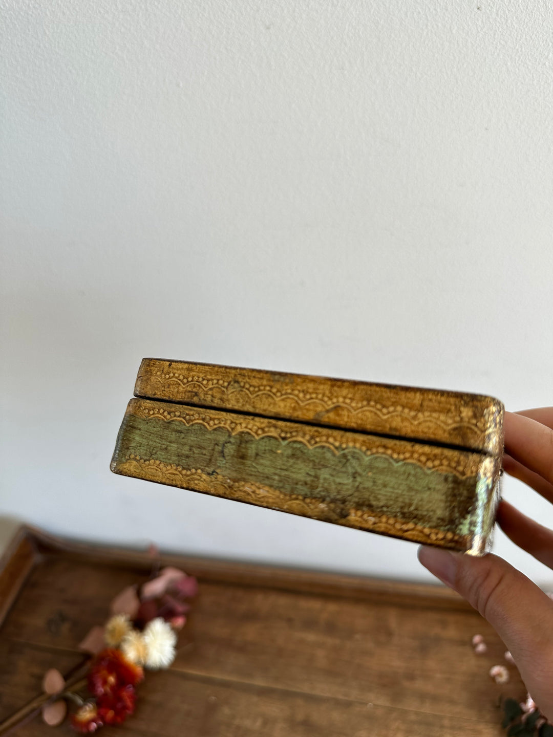 Boite en bois style florentin pour jeux de carte