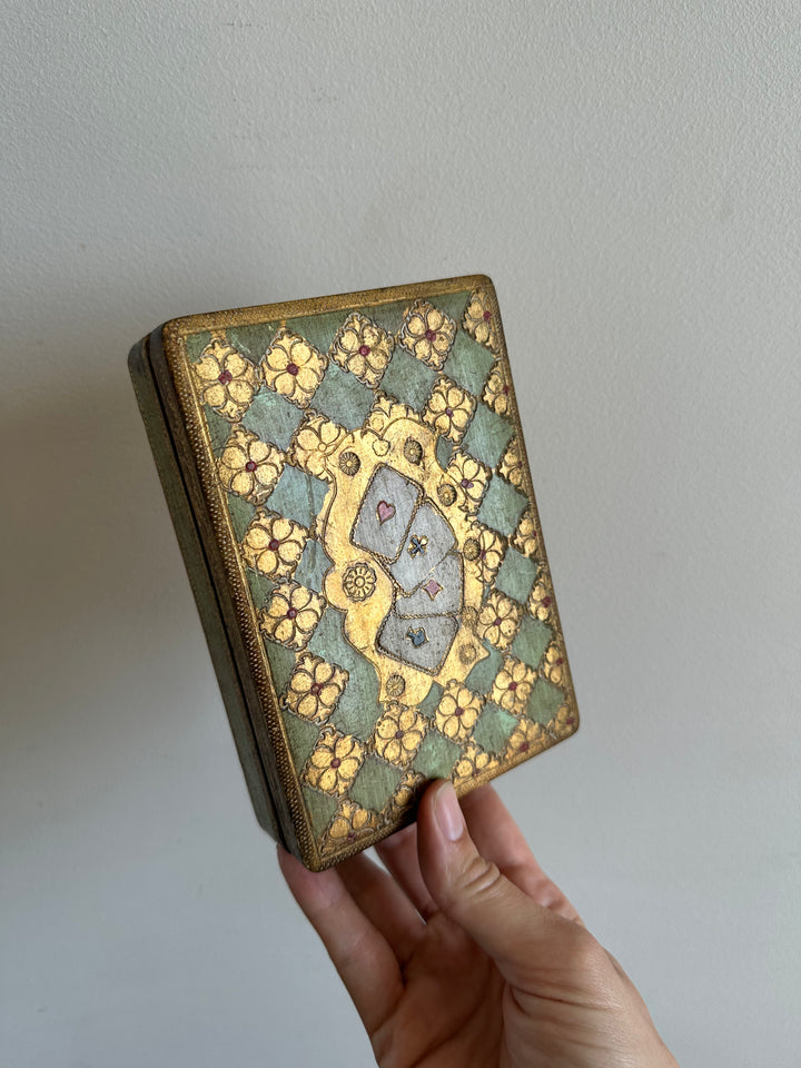 Boite en bois style florentin pour jeux de carte