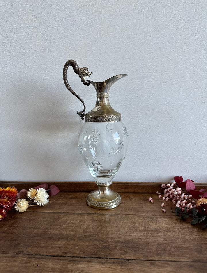 Carafe en verre et métal argenté liqueur de Bologne